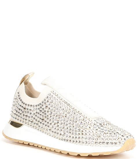 michael kors slip on white|michael kors stretch knit sneakers.